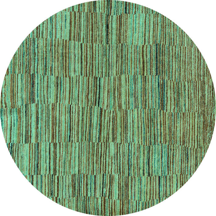 Round Abstract Turquoise Modern Rug, abs5269turq