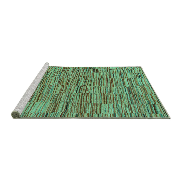 Sideview of Machine Washable Abstract Turquoise Modern Area Rugs, wshabs5269turq