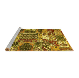 Sideview of Machine Washable Southwestern Yellow Country Rug, wshabs526yw