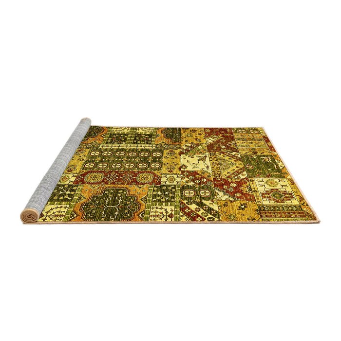 Sideview of Machine Washable Southwestern Yellow Country Rug, wshabs526yw