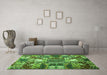 Machine Washable Southwestern Green Country Area Rugs in a Living Room,, wshabs526grn