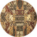 Round Southwestern Brown Country Rug, abs526brn