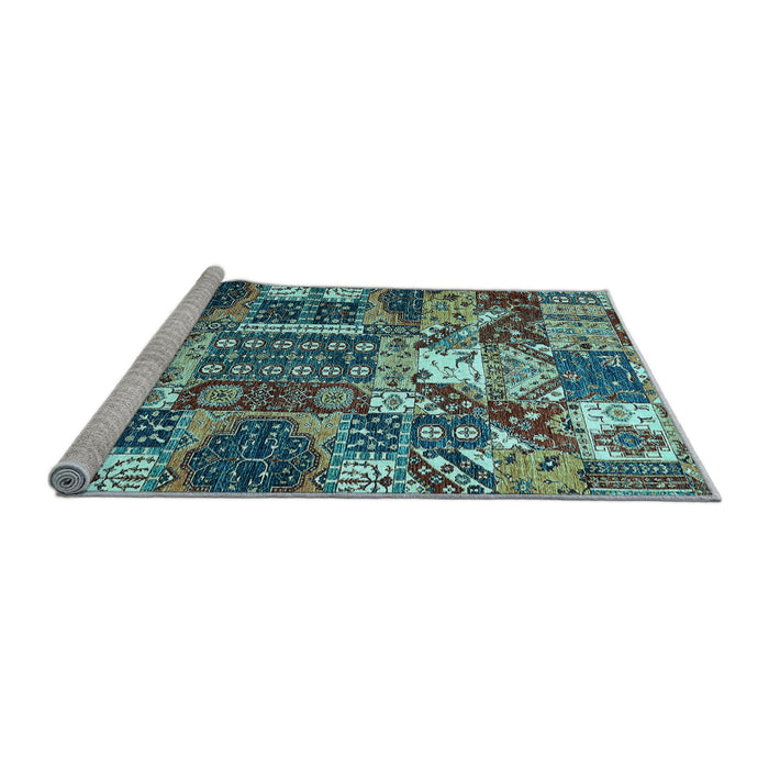 Sideview of Machine Washable Southwestern Light Blue Country Rug, wshabs526lblu