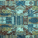 Square Machine Washable Southwestern Light Blue Country Rug, wshabs526lblu