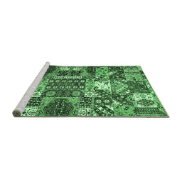 Sideview of Machine Washable Southwestern Emerald Green Country Area Rugs, wshabs526emgrn
