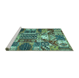 Sideview of Machine Washable Southwestern Turquoise Country Area Rugs, wshabs526turq
