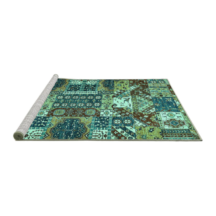 Sideview of Machine Washable Southwestern Turquoise Country Area Rugs, wshabs526turq