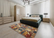 Abstract Brown Southwestern Rug in a Bedroom, abs526