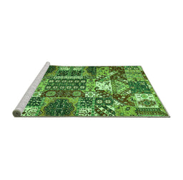 Sideview of Machine Washable Southwestern Green Country Area Rugs, wshabs526grn