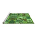Sideview of Machine Washable Southwestern Green Country Area Rugs, wshabs526grn