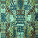 Square Southwestern Turquoise Country Rug, abs526turq