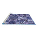 Sideview of Machine Washable Southwestern Blue Country Rug, wshabs526blu