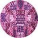 Round Southwestern Pink Country Rug, abs526pnk