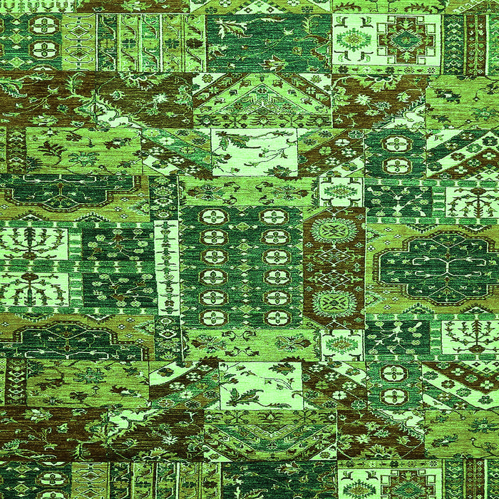 Square Machine Washable Southwestern Green Country Area Rugs, wshabs526grn