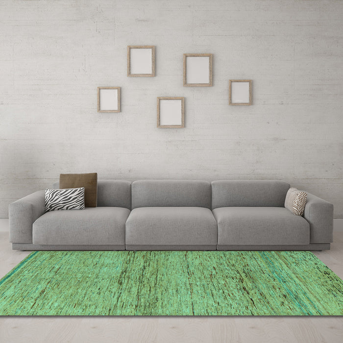 Machine Washable Abstract Turquoise Modern Area Rugs in a Living Room,, wshabs5270turq