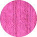 Round Machine Washable Abstract Pink Modern Rug, wshabs5270pnk