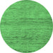 Round Abstract Emerald Green Modern Rug, abs5270emgrn