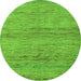 Round Abstract Green Modern Rug, abs5270grn