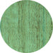 Round Abstract Turquoise Modern Rug, abs5270turq