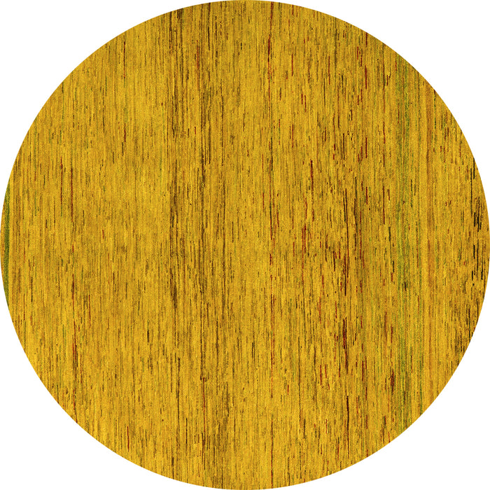 Round Abstract Yellow Modern Rug, abs5270yw
