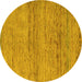 Round Abstract Yellow Modern Rug, abs5270yw