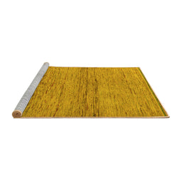 Sideview of Machine Washable Abstract Yellow Modern Rug, wshabs5270yw