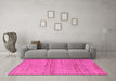 Machine Washable Abstract Pink Modern Rug in a Living Room, wshabs5270pnk