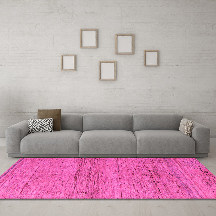 Machine Washable Abstract Pink Modern Rug in a Living Room, wshabs5270pnk