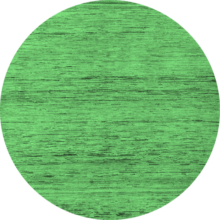 Round Machine Washable Abstract Emerald Green Modern Area Rugs, wshabs5270emgrn
