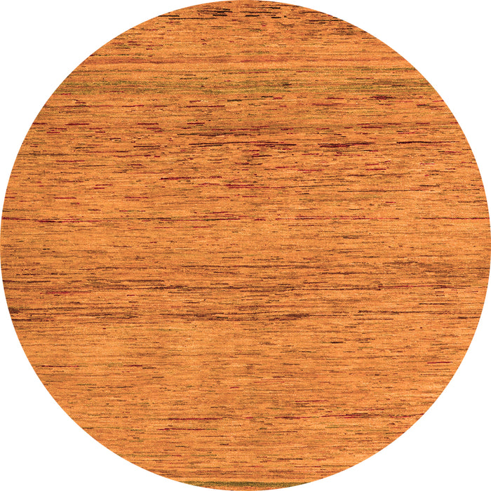 Round Machine Washable Abstract Orange Modern Area Rugs, wshabs5270org