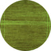 Round Abstract Green Modern Rug, abs5271grn