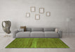 Machine Washable Abstract Green Modern Area Rugs in a Living Room,, wshabs5271grn