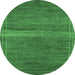 Round Abstract Emerald Green Modern Rug, abs5271emgrn