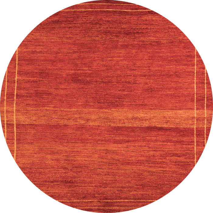 Round Machine Washable Abstract Orange Modern Area Rugs, wshabs5271org