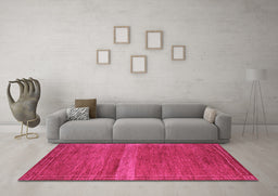 Machine Washable Abstract Pink Modern Rug in a Living Room, wshabs5271pnk