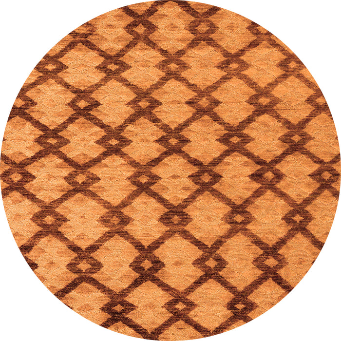 Round Machine Washable Abstract Orange Modern Area Rugs, wshabs5272org