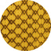 Round Machine Washable Abstract Yellow Modern Rug, wshabs5272yw