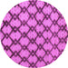 Round Machine Washable Abstract Purple Modern Area Rugs, wshabs5272pur