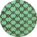 Round Machine Washable Abstract Turquoise Modern Area Rugs, wshabs5272turq