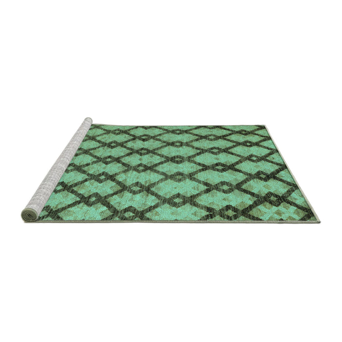 Sideview of Machine Washable Abstract Turquoise Modern Area Rugs, wshabs5272turq
