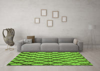 Machine Washable Abstract Green Modern Rug, wshabs5272grn