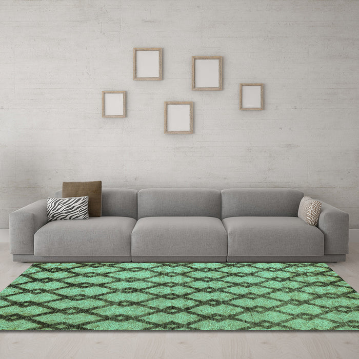Machine Washable Abstract Turquoise Modern Area Rugs in a Living Room,, wshabs5272turq