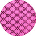 Round Machine Washable Abstract Pink Modern Rug, wshabs5272pnk