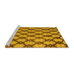 Sideview of Machine Washable Abstract Yellow Modern Rug, wshabs5272yw