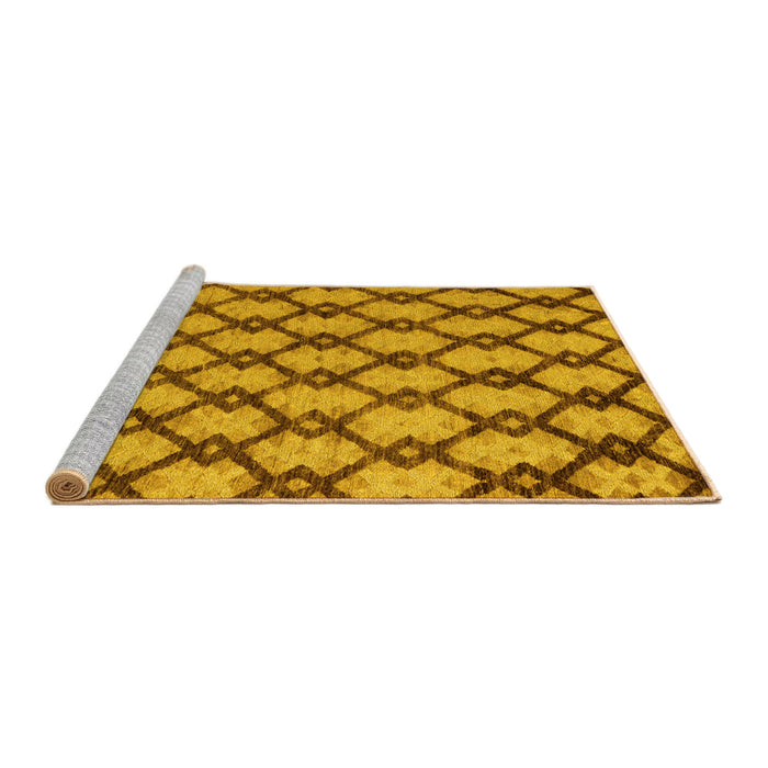 Sideview of Machine Washable Abstract Yellow Modern Rug, wshabs5272yw