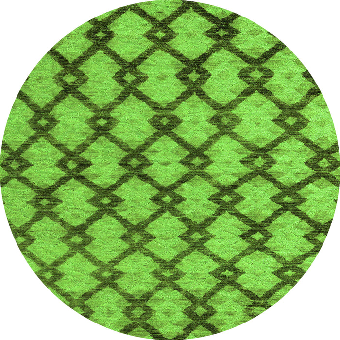 Round Machine Washable Abstract Green Modern Area Rugs, wshabs5272grn