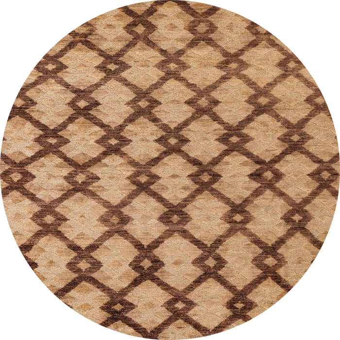 Round Machine Washable Abstract Orange Rug, wshabs5272