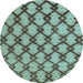 Round Abstract Light Blue Modern Rug, abs5272lblu