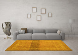 Machine Washable Abstract Yellow Modern Rug in a Living Room, wshabs5273yw