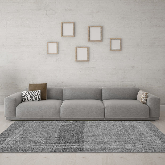 Machine Washable Abstract Gray Modern Rug in a Living Room,, wshabs5273gry